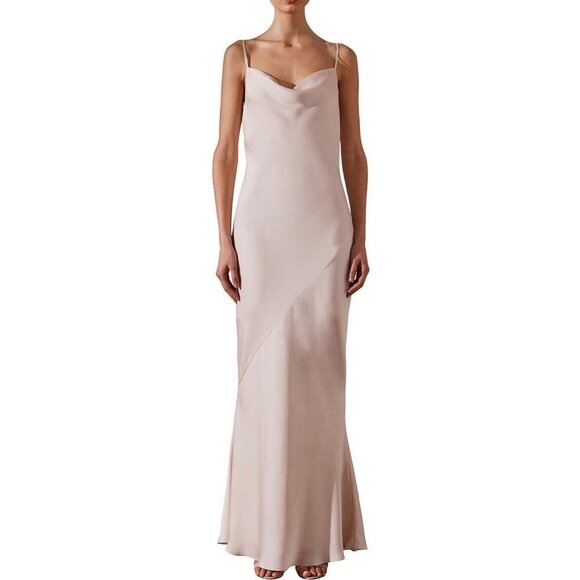 Shona Joy Luxe Bias Cowl Maxi Satin Slip Dress Porcelain 12 Read - Picture 1 of 11